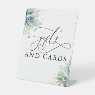 Expositor En L Boda de Verdor de Regalos y Tarjetas Suculentas