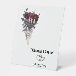 Expositor En L Boda del esqueleto de rosas rojas góticas