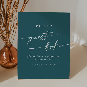 Expositor En L Boda del libro de invitados de Boho Moda azul Verd
