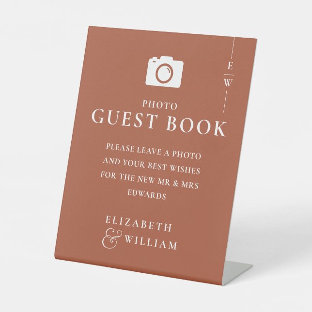 Expositor En L Boda del Libro de Invitados de Terracotta Monogram (Anverso)