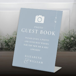 Expositor En L Boda del libro de invitados Dusty Blue Monogram
