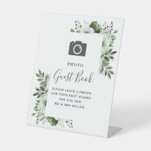 Boda del libro de invitados Olive Green Floral Pho