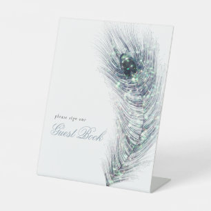 Expositor En L Boda del libro de invitados Peacock Feather