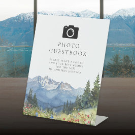 Expositor En L Boda del libro de invitados Watercolor Mountain Ph