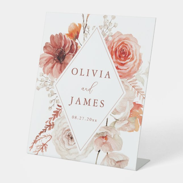 Expositor En L Boda del marco floral del Boho botánico (Anverso)