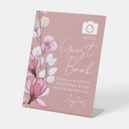 Expositor En L Boda del Rosa Floral Dusty, libro de invitados