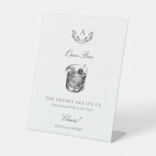 Expositor En L Boda elegante Monograma Open Bar