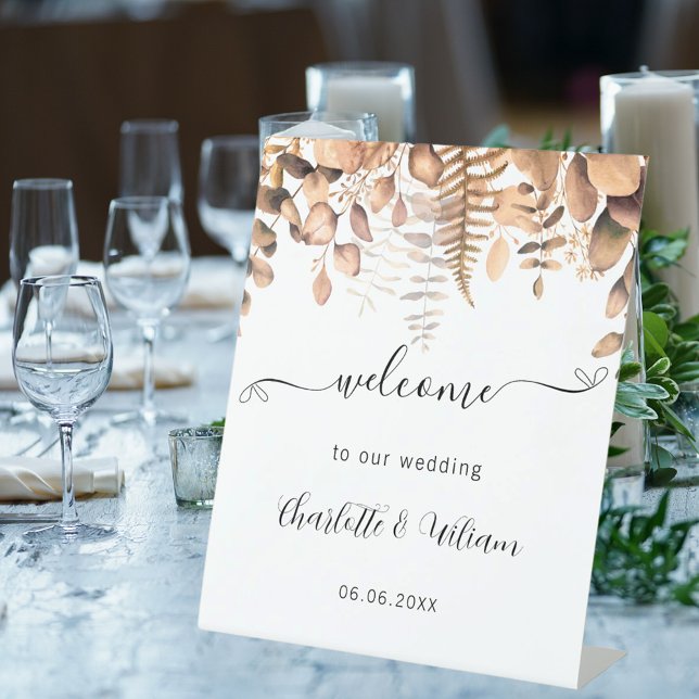 Expositor En L Boda eucalipto guión de caída bienvenido (Subido por el creador)