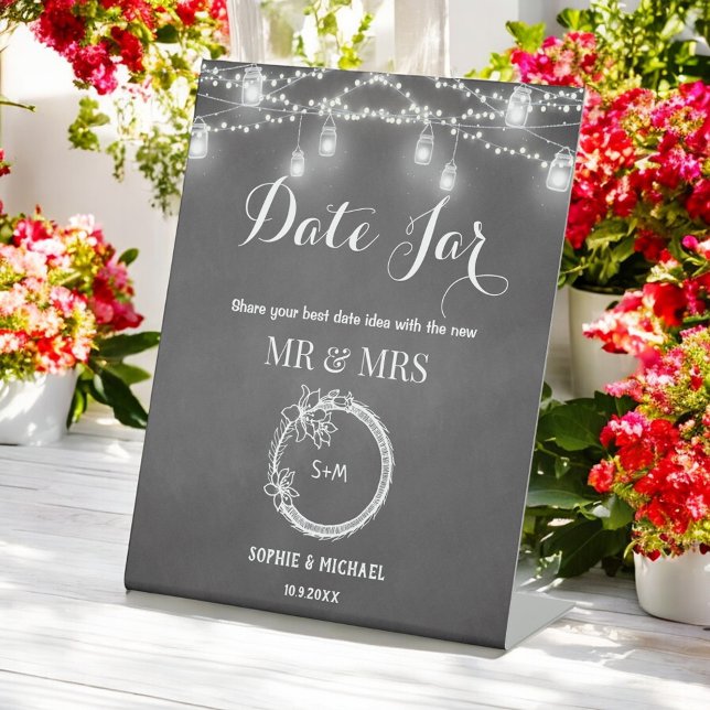 Expositor En L Boda Fecha Jar Black String Lights (Subido por el creador)