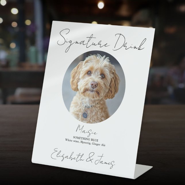 Expositor En L Boda Firma Bebida Mascota Foto de perro (Wedding Signature Drink Pet Dog Photo Pedestal Sign)