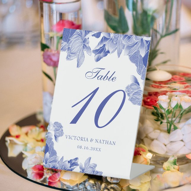 Expositor En L Boda Floral Azul Azul Azul Azul Clásico Número de  (Subido por el creador)