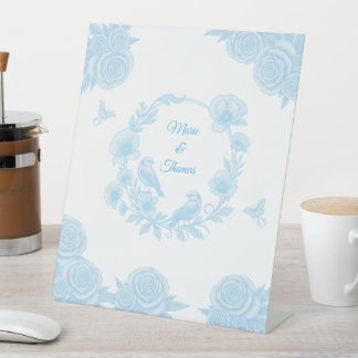 Expositor En L Boda floral azul romántico