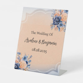 Expositor En L Boda floral de color azul marino y pintura de colo