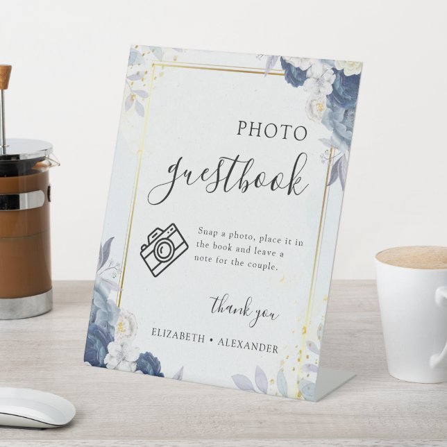 Expositor En L Boda Floral Dusty Blue Gold (In Situ)