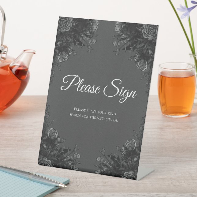 Expositor En L Boda floral gris y negro (In Situ)