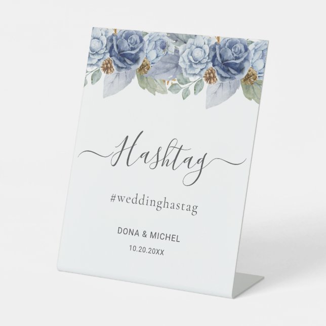 Expositor En L Boda Floral Rustic Blue Winter (Anverso)