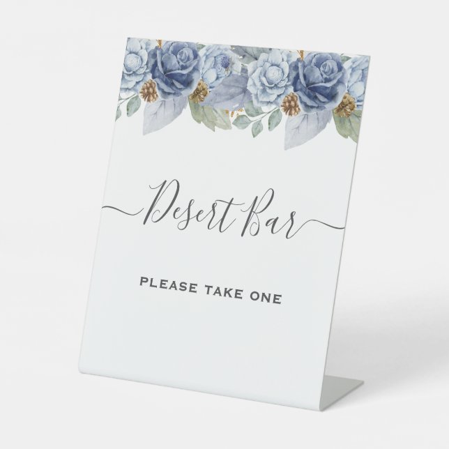 Expositor En L Boda Floral Rustic Blue Winter (Anverso)