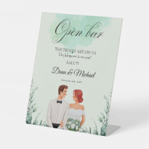 Boda fluida con acuarela verde personalizada