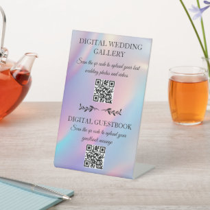 Expositor En L boda galería y libro de visitas código qr holográf