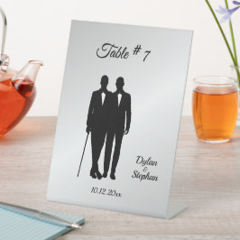 Expositor En L Boda gay plateado crece con nombres y fecha