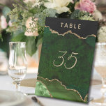 Expositor En L Boda Geode de Green Gold Agate<br><div class="desc">Moda verde esmeralda y purpurina de oro agar los números de tabla boda fácil de personalizar.</div>