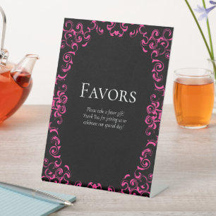 Expositor En L Boda gótico de Swirl Black Pink