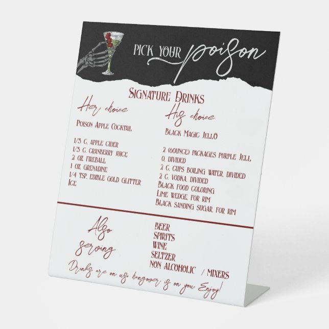 Expositor En L Boda gótico Signature Bebe Rótulo Bar gratis (Anverso)