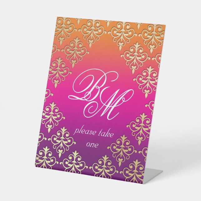 Expositor En L Boda indio Naranja rosado púrpura  (Anverso)