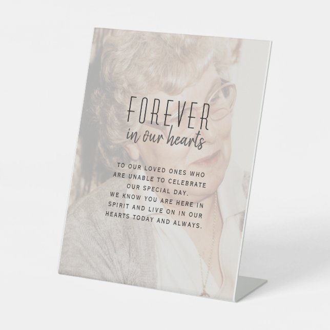 Expositor En L Boda Memorial Foto Rótulo Pedestal (Anverso)