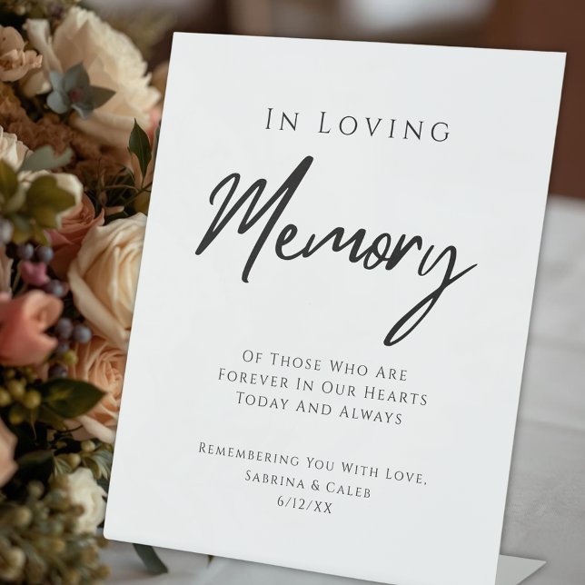 Expositor En L Boda Memorial Moderno Negro y Blanco (Wedding Memorial Modern Black And White Pedestal Sign)