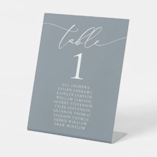 Expositor En L Boda Minimalista gris azul turbio Número de tabla
