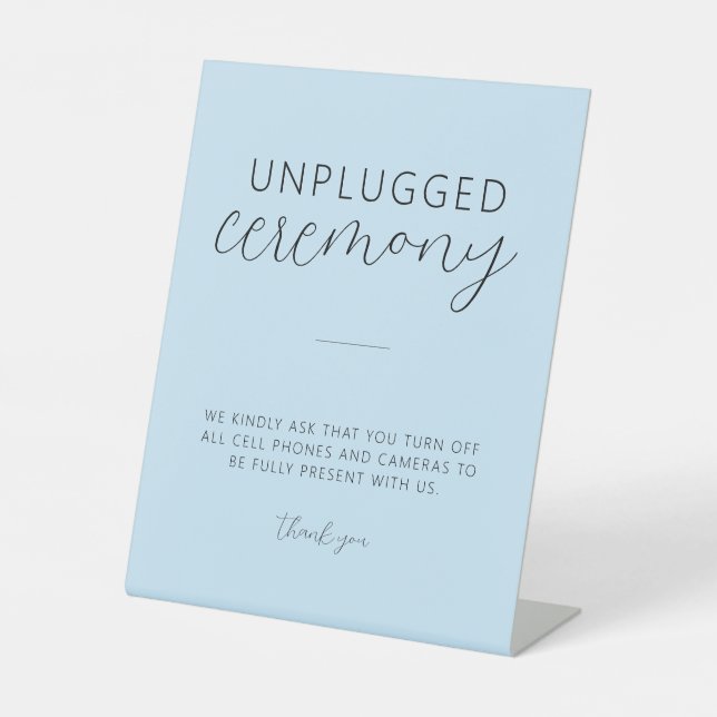 Expositor En L Boda mínimo azul claro Rótulo peatonal desenchufad (Anverso)