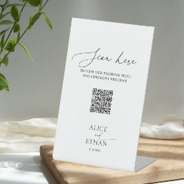 Expositor En L Boda mínimo en línea Código QR Rótulo Pedestal