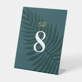 Expositor En L Boda moderno Minimalista de hoja azul número de ta