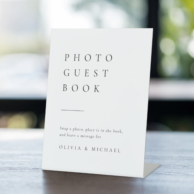 Expositor En L Boda moderno simple - Libro de invitados (Simply Elegant Modern Wedding Photo Guest Book Pedestal Sign)