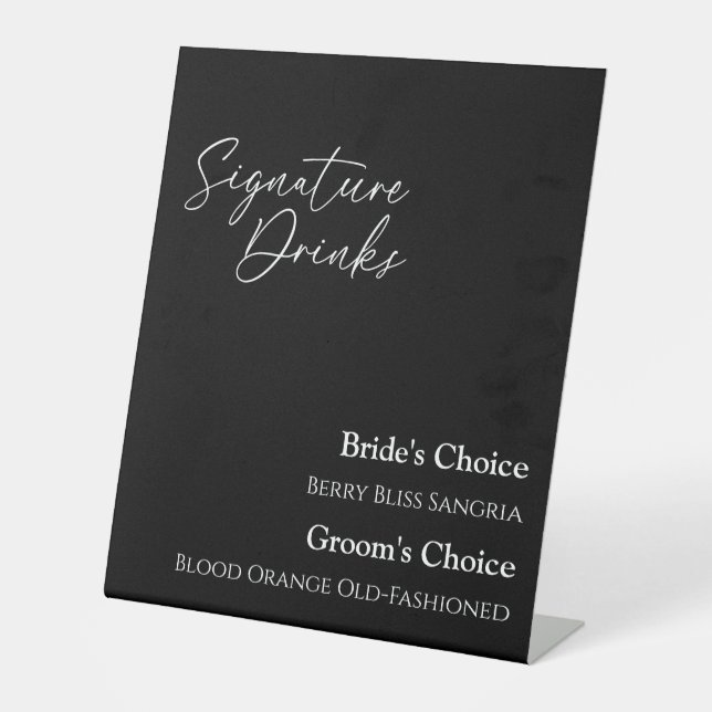 Expositor En L Boda negro clásico moderno bebe Rótulo (Anverso)
