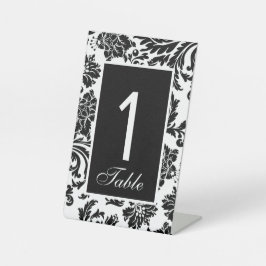 Expositor En L Boda personalizada de damasco blanco y negro
