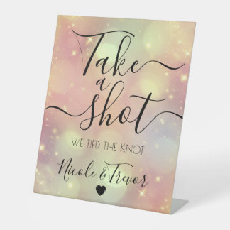 Expositor En L Boda personalizada Peach Sparkle Bokeh Take a Shot