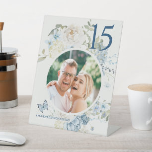 Expositor En L Boda romántico con flores azules