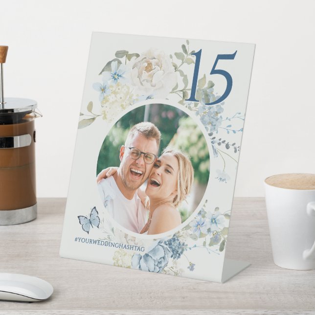 Expositor En L Boda romántico con flores azules (In Situ)