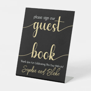 Expositor En L Boda Rótulo Pedestal de libros para huéspedes de c