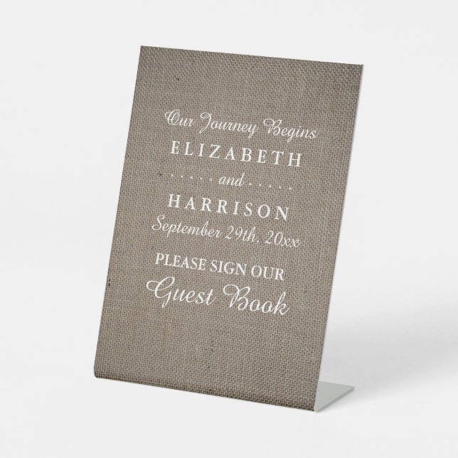 Expositor En L Boda Rustic Burlap (Anverso)