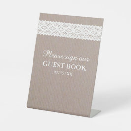 Expositor En L Boda Rústico Kraft & Vintage White Lace