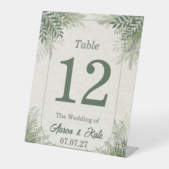 Expositor En L Boda Simple Hojas Verdes Beige (Anverso)