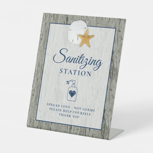 Expositor En L Boda Starfish de Sanitization Station Sand Dollar (Anverso)