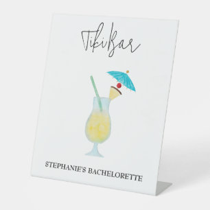 Expositor En L Boda tropical Piña Colada Bachelorette Tiki Bar