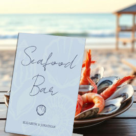Expositor En L Bodas de Mariscos Bar con Conchas de Mar de Azul C