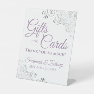 Expositor En L Bodas Regalos y Tarjetas Plata Frills Lavanda Blan
