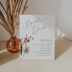 Expositor En L Boho Autumn Wildflower   Bebidas con firma