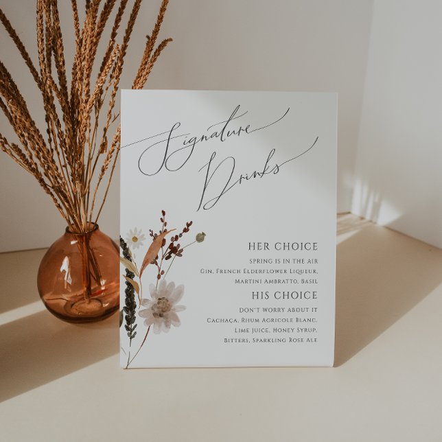 Expositor En L Boho Autumn Wildflower | Bebidas con firma (Subido por el creador)